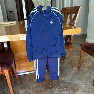 Adidas Blue Sweat suit with Iconic Stripes
